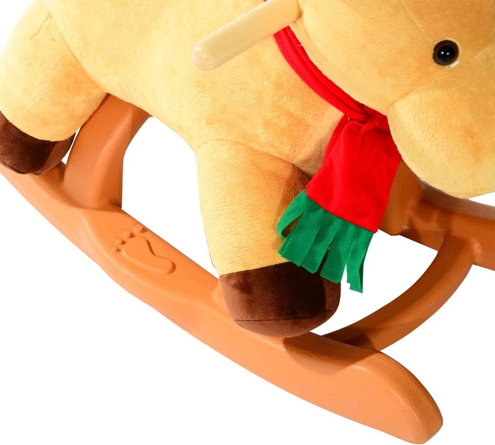 HomCom Renna a Dondolo in Peluches per Bambini, 61x29x45cm