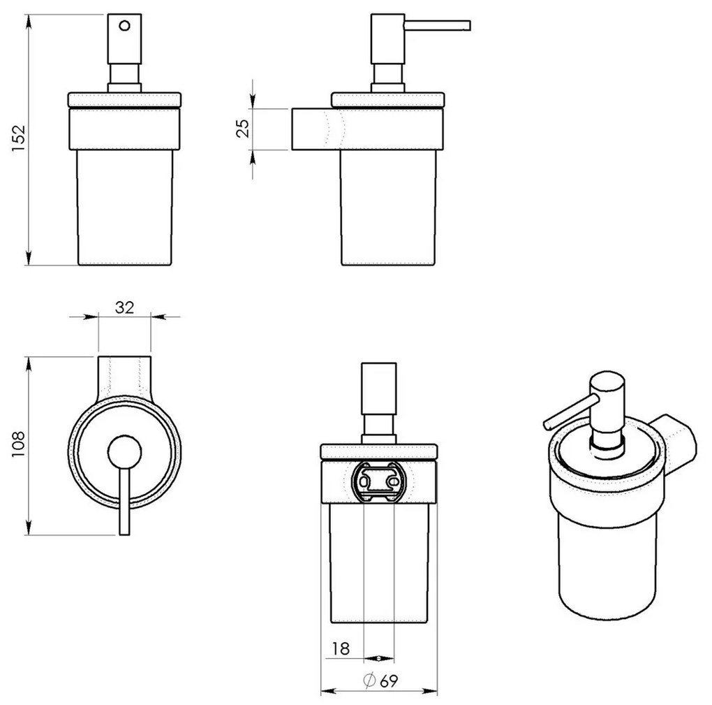 Dozator de săpun GEDY PI8188 Pirenei, sticlă cuaspect lapte / auriu mat, 110 ml