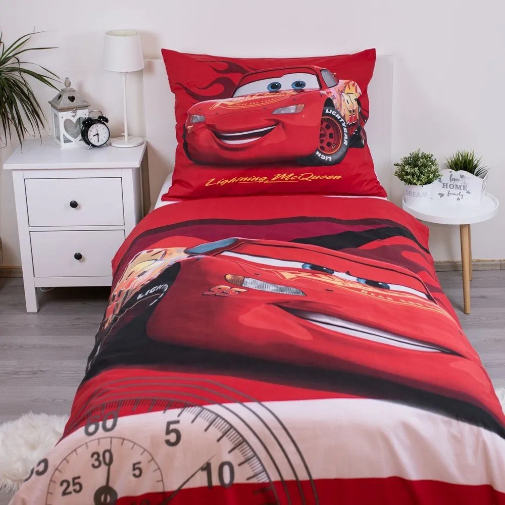 Lenjerie de pat pentru copii roșie din bumbac pentru pat de o persoană 140x200 cm Cars "Legend" – Jerry Fabrics