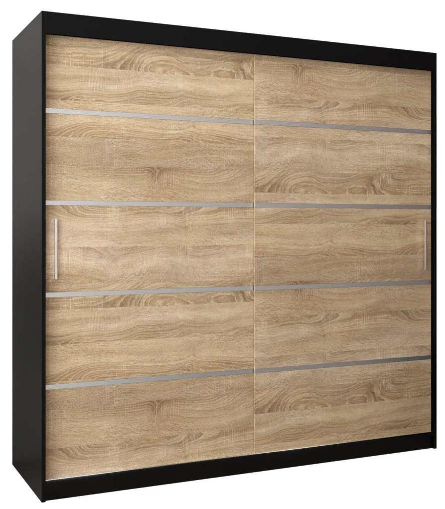 Dulap de haine 250 cm Verika 1 250 (negru + stejar sonoma). 1063749