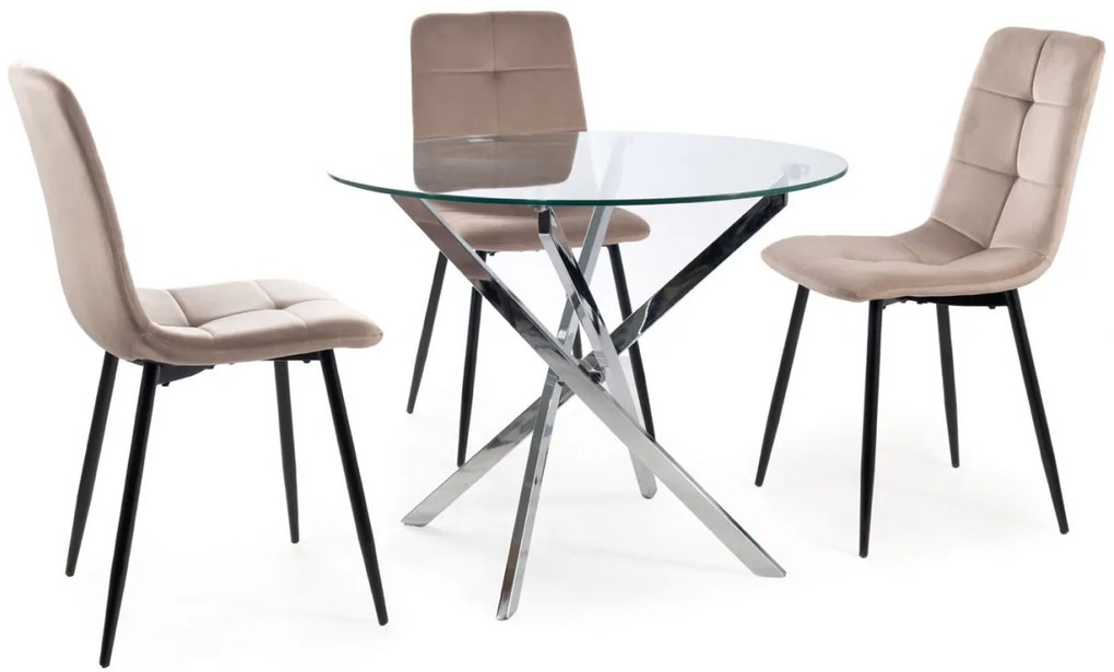 Masa rotunda Agis transparent/argintiu ø90/h72 cm