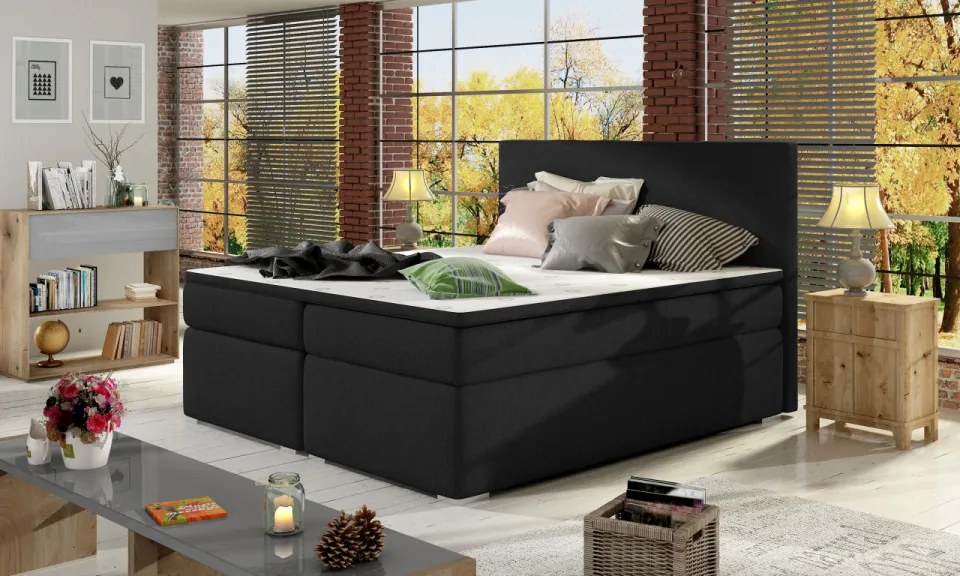 Pat boxspring tapitat, cu spatiu pentru depozitare, 180X200 cm, Divalo, Eltap (Culoare: Alb)