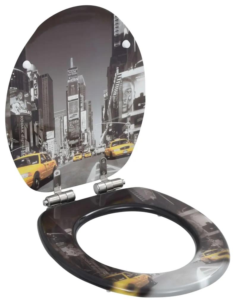 vidaXL Capac wc cu inchidere silențioasă, mdf, design new york