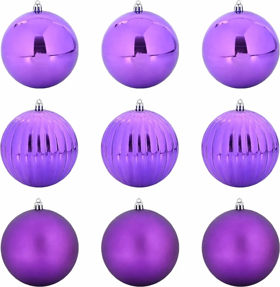 vidaXL Set de globuri de Crăciun XL 9 pcs Violet Plastic