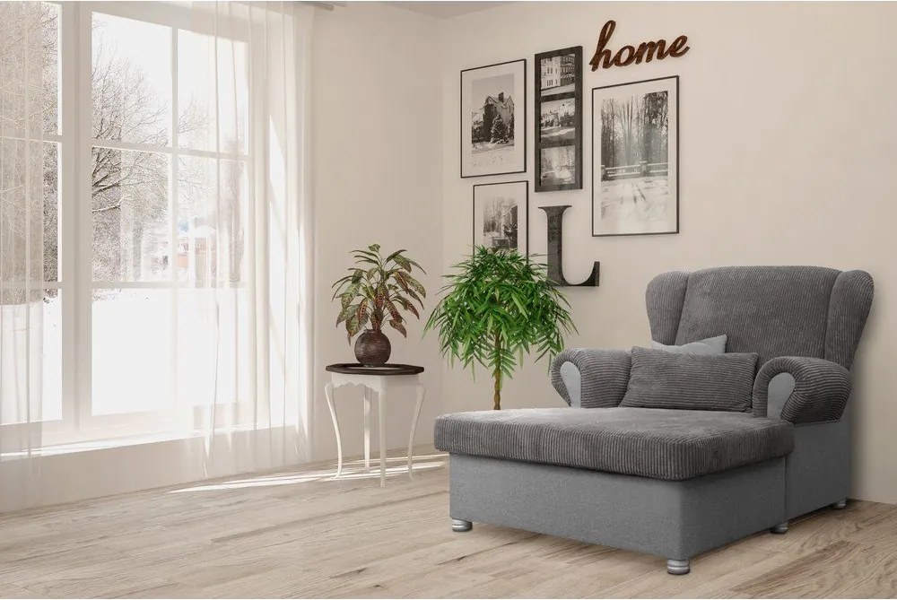 Șezlong taupe cu tapițerie din catifea reiată Lord – Ropez