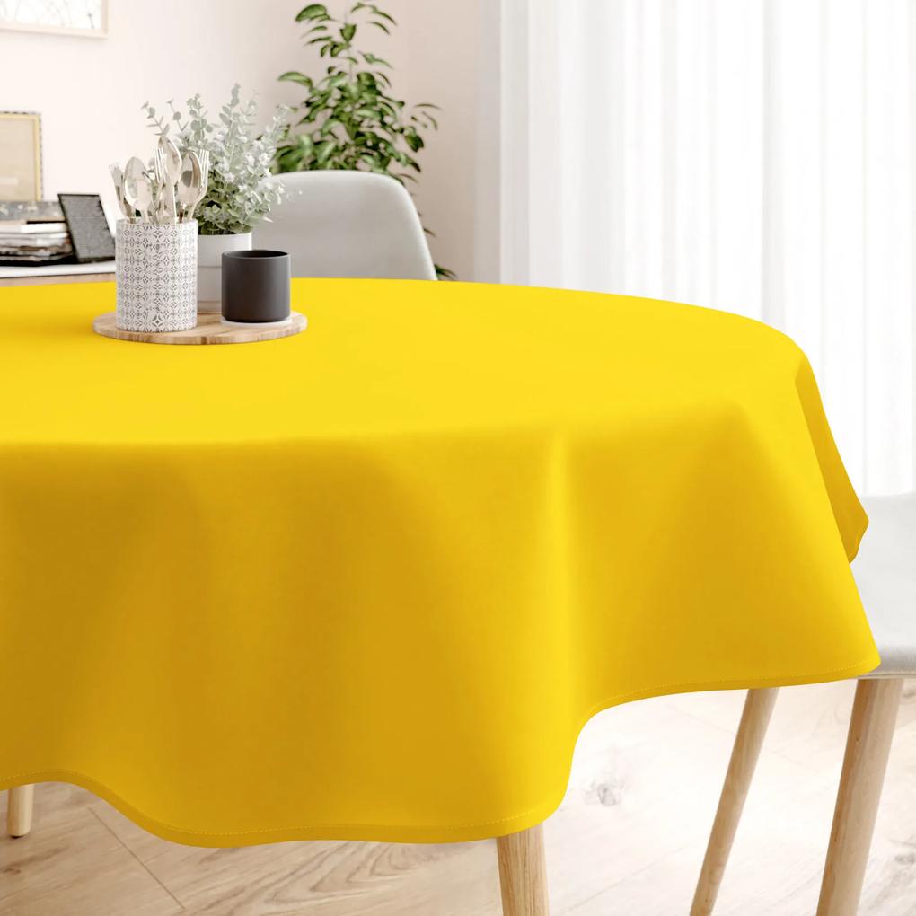 Goldea față de masă loneta - galben închis - rotundă Ø 120 cm