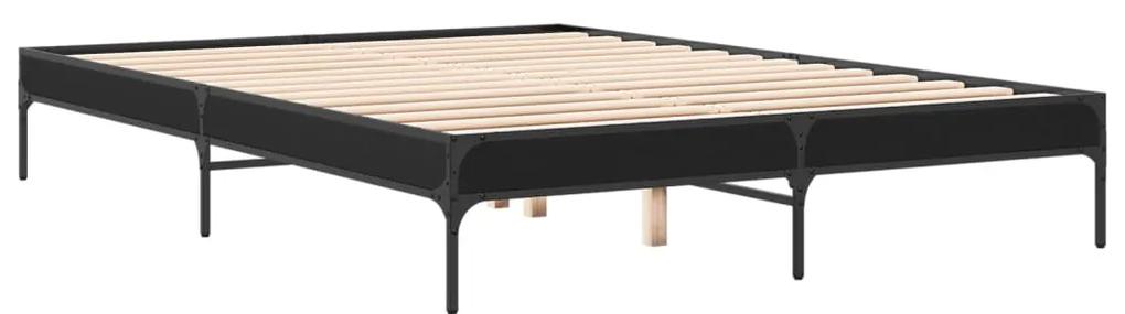 845016 vidaXL Cadru de pat, negru, 140x200 cm, lemn prelucrat și metal