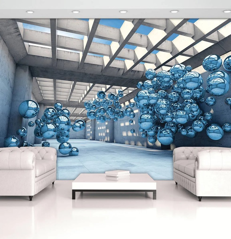 Fototapet - Modernism 3D albastru (254x184 cm)
