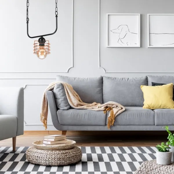 Lustră pe lanț MORGAN 1xE27/60W/230V neagră/cupru