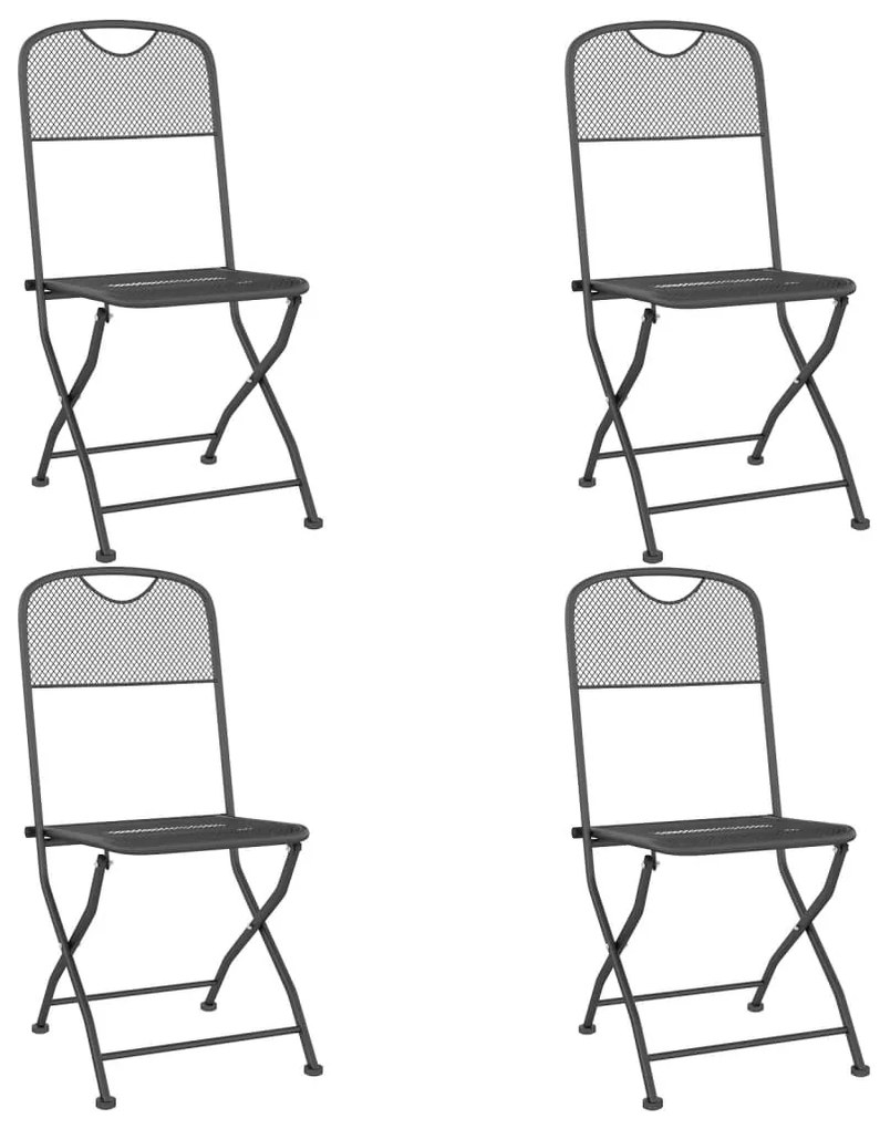 Set mobilier gradina 5 piese antracit plasa metalica expandata Lungime masa 60 cm, 5