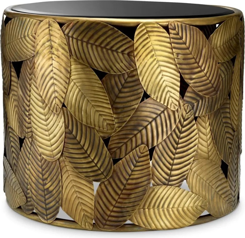 Masuta Laterala Design LUX, Alama, Sticla, Negru, Botanico