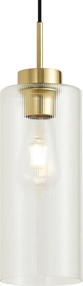 Lampă suspendată Art Deco aurie cu sticlă transparentă pentru sistem de șină monofazat - Iconic Laura