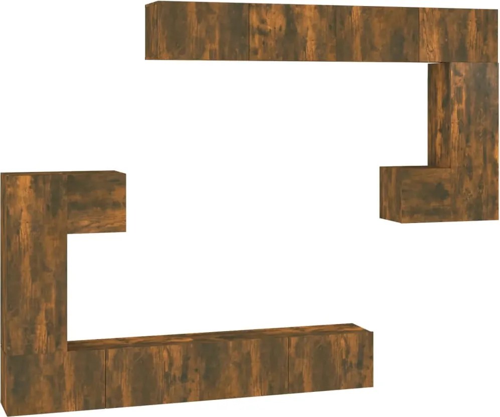 vidaXL Dulap TV montat pe perete, stejar fumuriu, lemn prelucrat