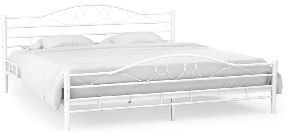 246747 vidaXL Cadru pat metalic cu bază șipci, alb,140x200 cm, design curbat