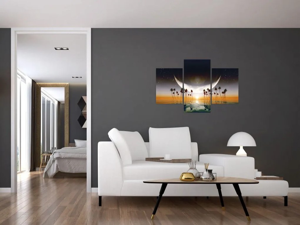 Tablou- Luna deasupra palmierilor (90x60 cm)