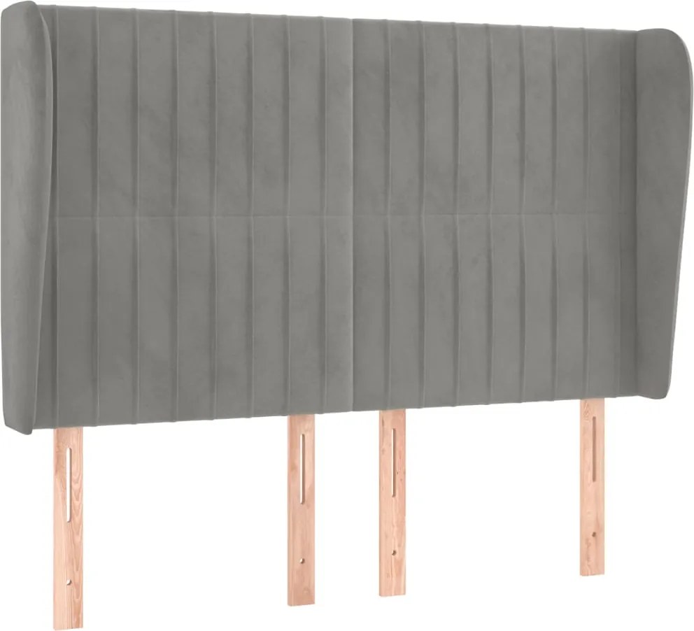 vidaXL Tăblie de pat cu aripioare gri deschis 147x23x118/128cm catifea