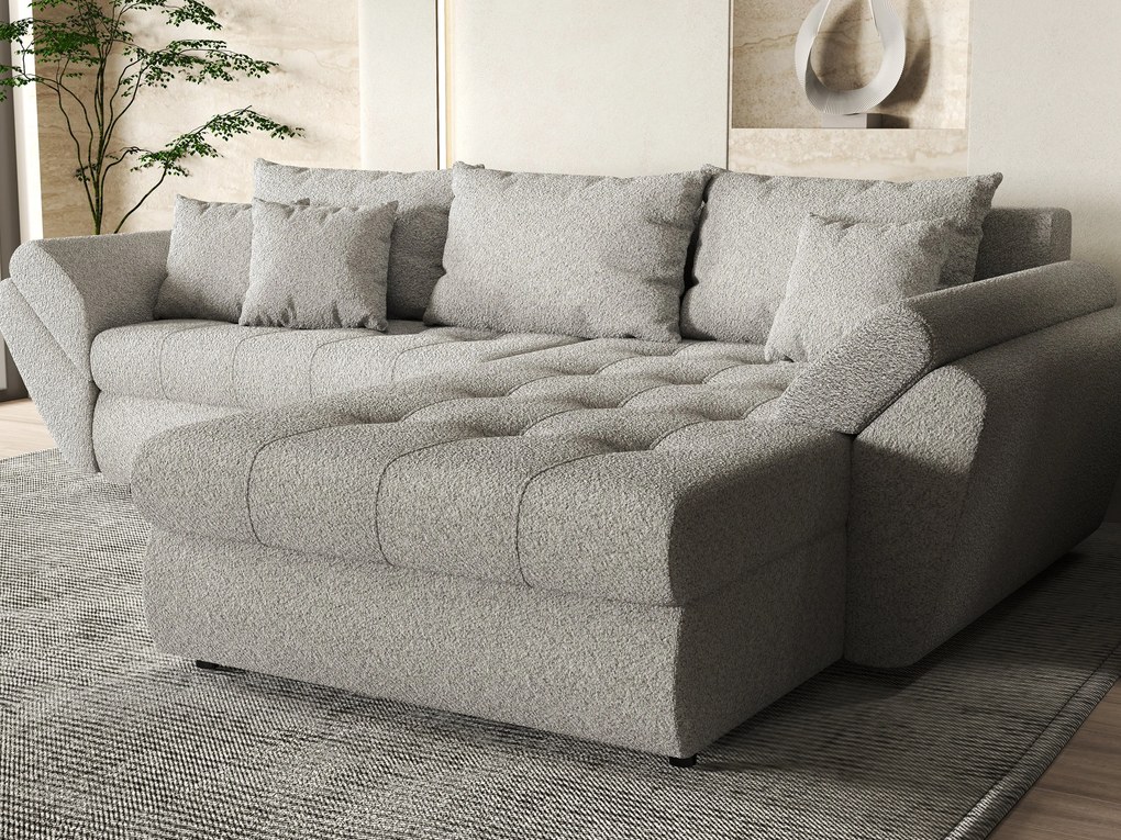 Colțar extensibil dumonde cu ladă de depozitare si sezut confortabil din spuma high-density, Loana Euphoria Dove II 270x185 cm