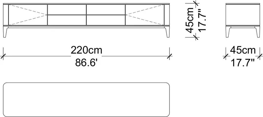 Unitate TV lemn masiv Sophia 220 cm