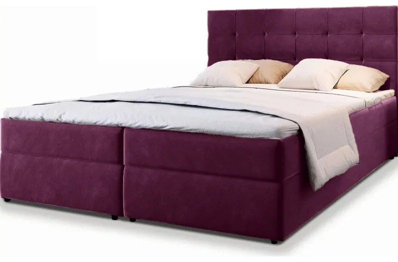 Pat tapițat boxspring GLORIEN 180x200 cm purpuriu Saltele: Saltea cu arcuri Bonell