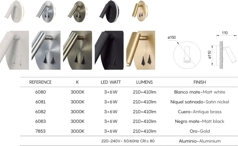 Aplica perete lumina ambientala, spot directionabil CAYMAN auriu