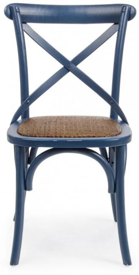 Scaun albastru din rachita si lemn de Ulm, Cross Bizzotto