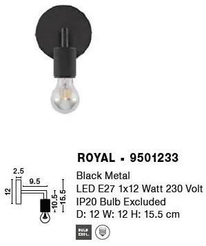 Aplica de perete design decorativ ROYAL negru