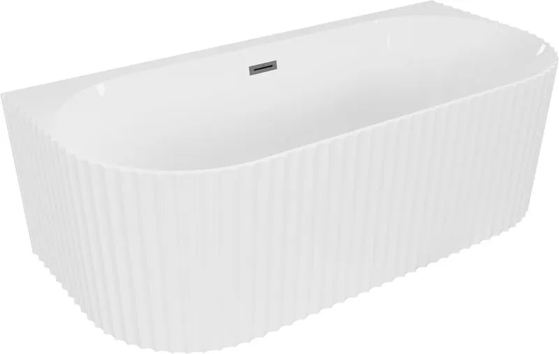 Mexen Sella cadă freestanding cu nervuri pe perete 170 x 80 cm, alb lucios, preaplin gun metal - 52711708000-95