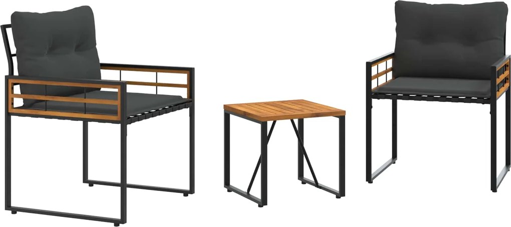 vidaXL Set de Mobilier pentru Exterior cu pernă 3 pcs Gri închis