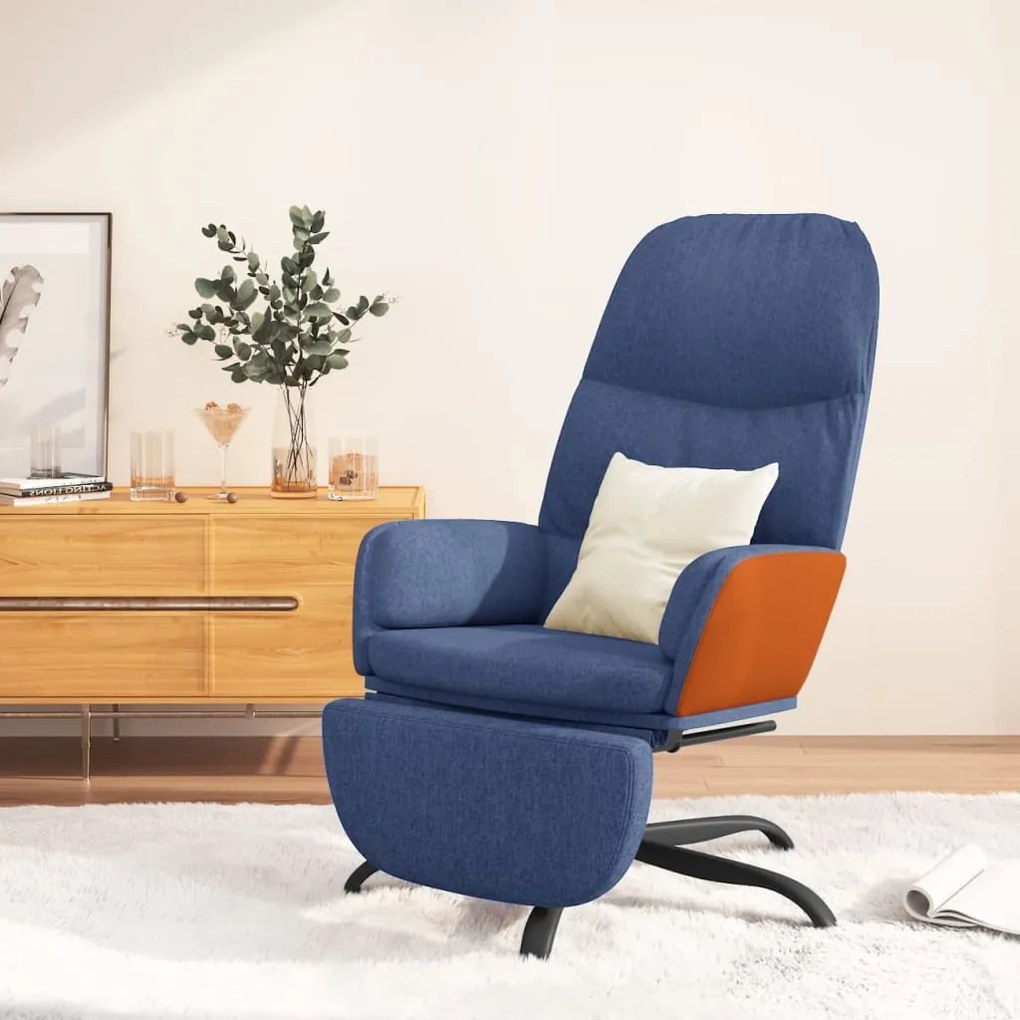 3097398 vidaXL Scaun de relaxare cu taburet, albastru, catifea