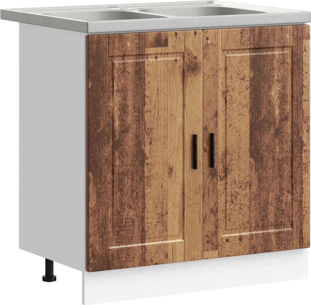 vidaXL Dulap baza chiuvetă cu ușă Porto 2 pcs Maro Lemn compozit