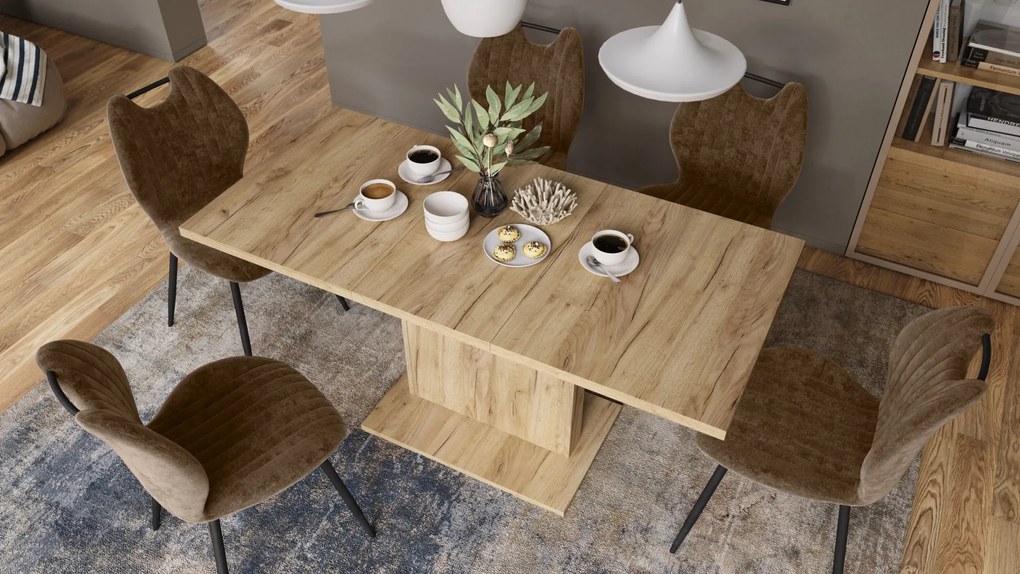 Mazzoni ASTON MINI Stejar Craft Auriu - MĂSUȚĂ DE CAFEA MODERNĂ EXTENSIBILĂ REGLABILĂ PE ÎNĂLȚIME MASĂ TRANSFORMABILĂ