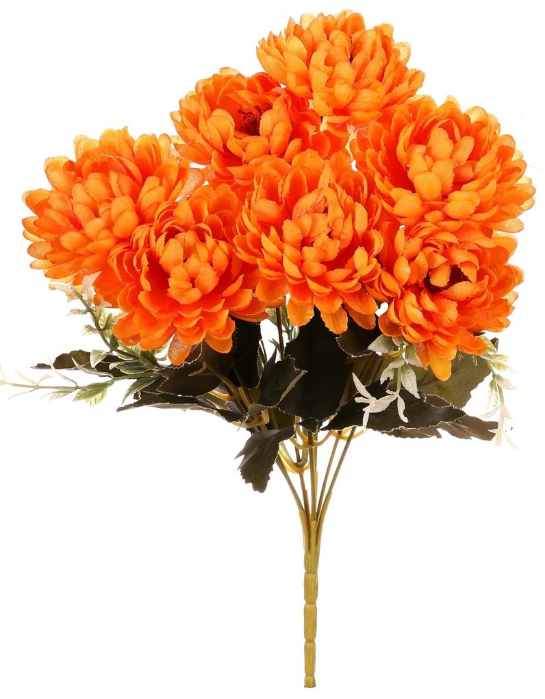 Buchet de crizanteme portocalii, 17 x 28 cm,artificiale