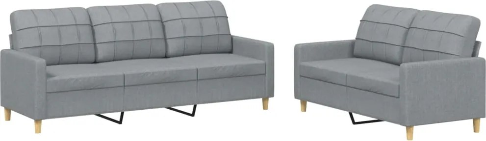 vidaXL Set de canapele cu perne, 2 piese, gri deschis, textil