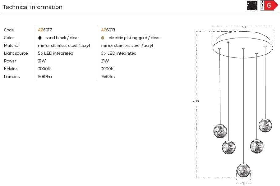 Lustra LED suspendata design modern EDEM 5 BK