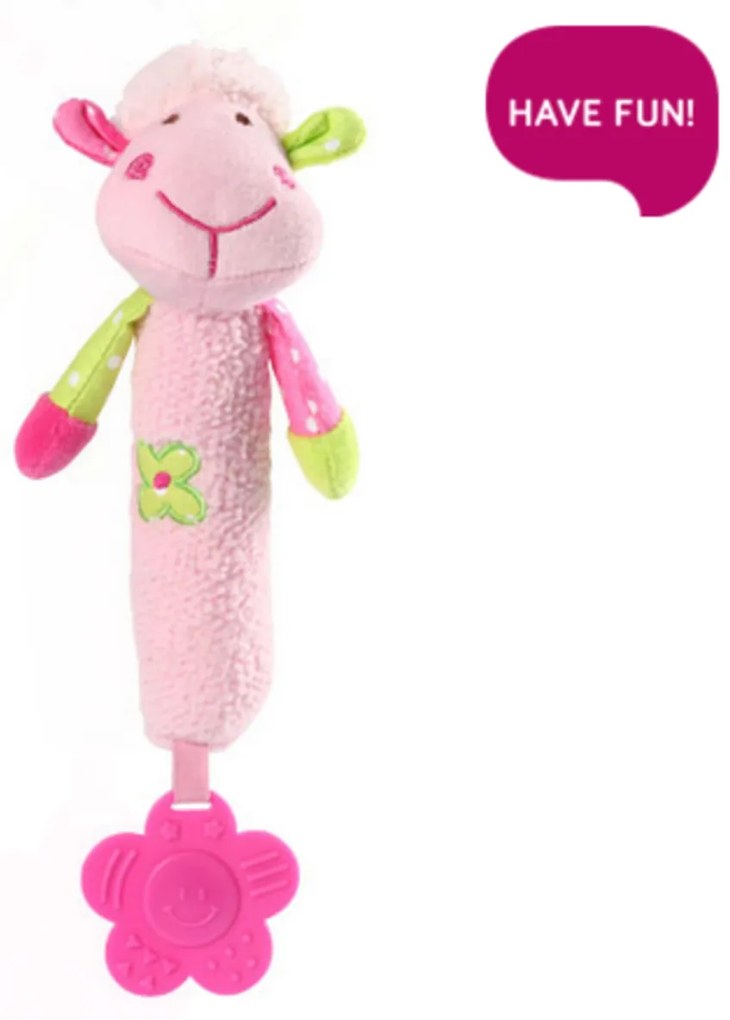 Jucărie de pluș cu fluier și dentiție BabyOno Miel Drăguț - roz