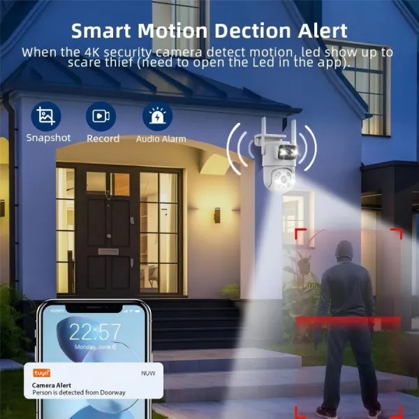 Immax NEO 07783L - Cameră smart exterioră DOUBLE 355° P/T 2x2MP IP65 Wi-Fi Tuya