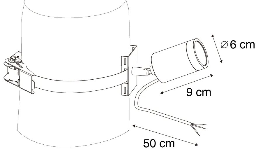 Spot exterior negru pentru copac GU10 50mm rotativ și înclinabil IP65 - Solo