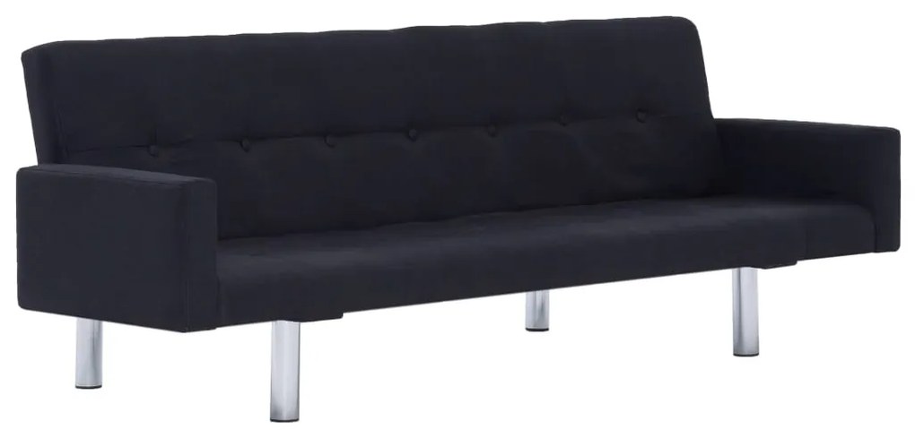 282223 vidaXL Canapea extensibilă cu brațe, negru, poliester