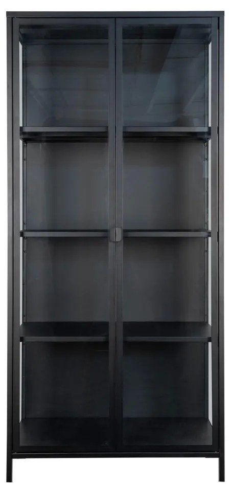 Vitrină Brisbane, 2 uși din sticlă, oțel, negru 80x35x175 cm