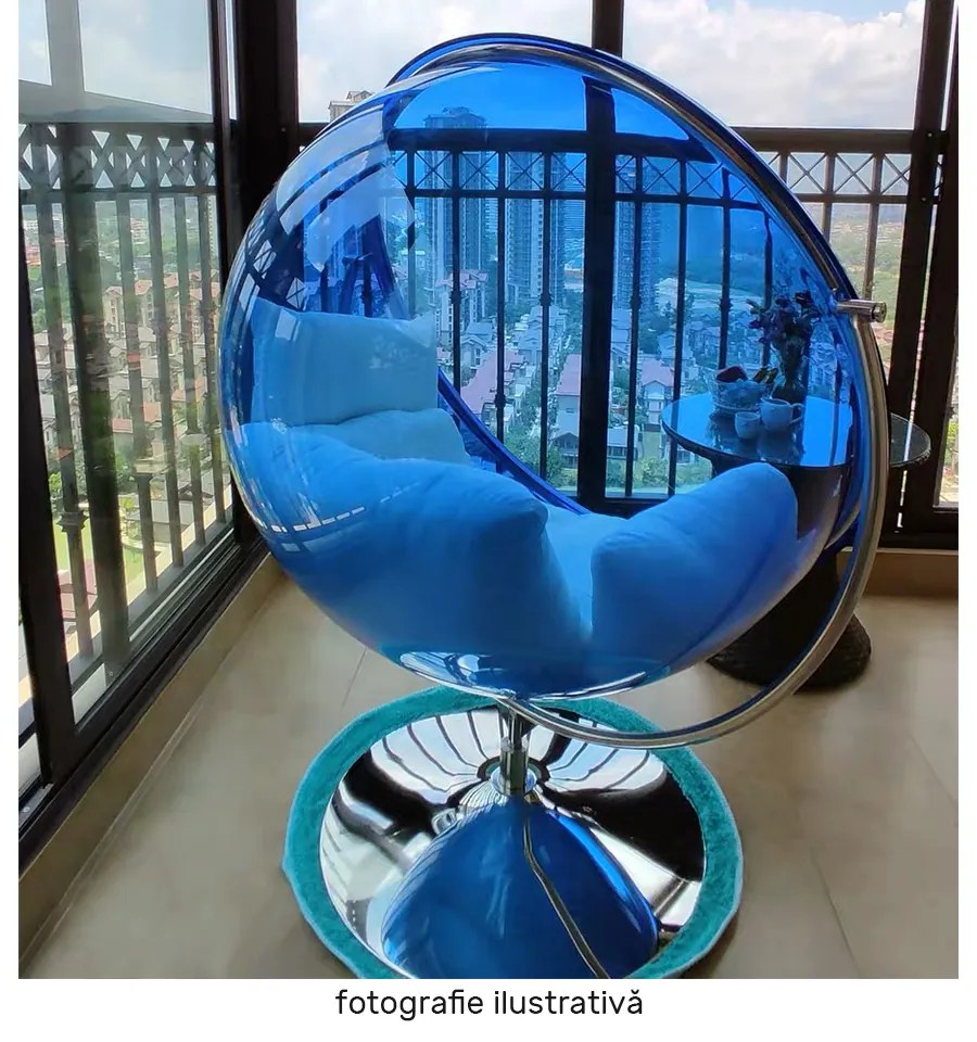 Scaun suspendat cu suport, transparent/ auriu/ gri, BUBBLE TIP 2