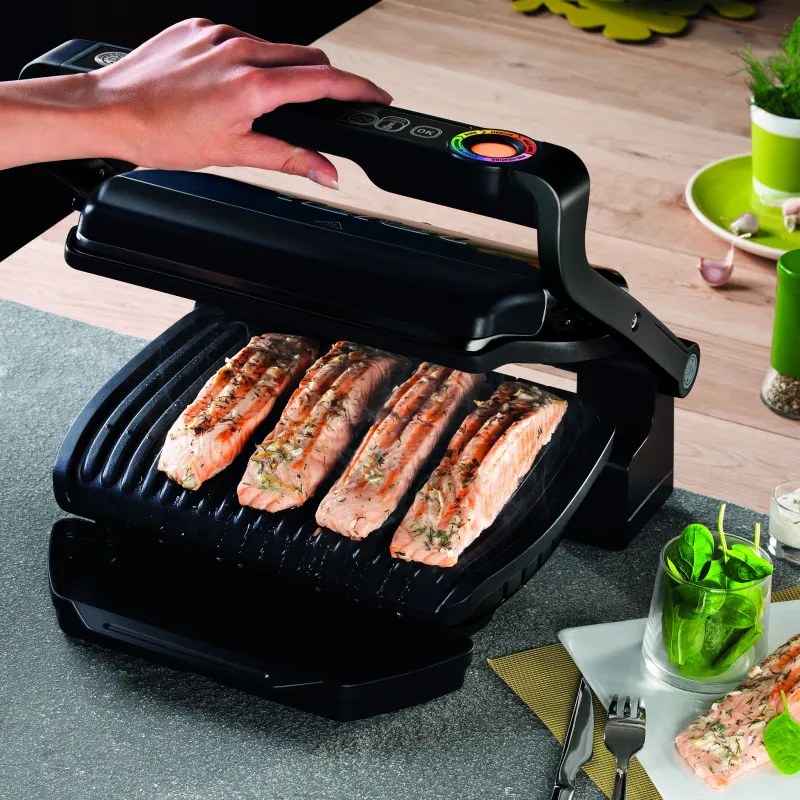 Gratar electric Tefal OptiGrill+ Snacking&Baking GC714834, 2000W, 6 programe, Functie alimente congelate, Acoperire antiaderenta din teflon, Accesoriu pentru gustari si copt, Max 240°C, Negru