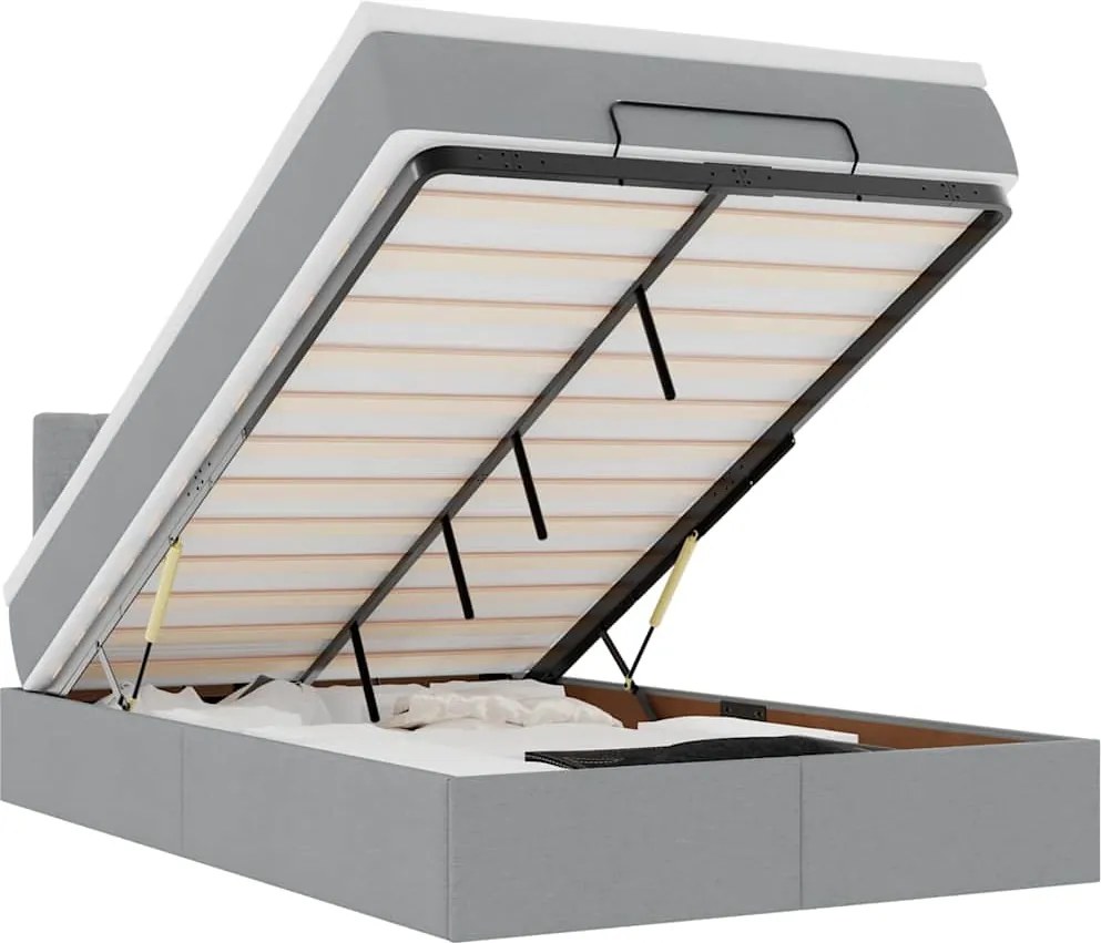 vidaXL Pat otoman cu saltea țesătură gri deschis 120x190 cm