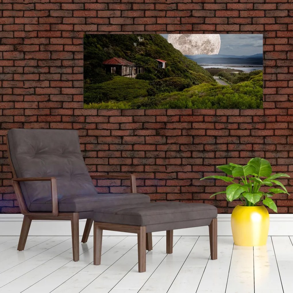 Tablou - peisaj cu luna (120x50 cm)