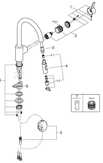 GROHE 31481001 - Baterie pentru chiuvetă EUROSMART COSMOPOLITAN, crom lucios