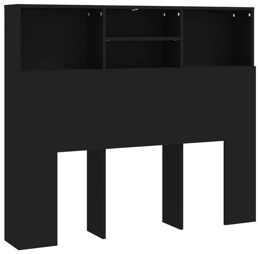 Tablie de pat cu dulap, negru, 120x19x103,5 cm Negru, 1