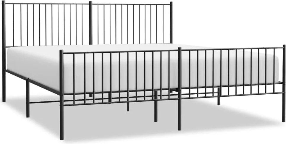 vidaXL Cadru pat metalic cu tăblii de cap/picioare, negru, 200x200 cm