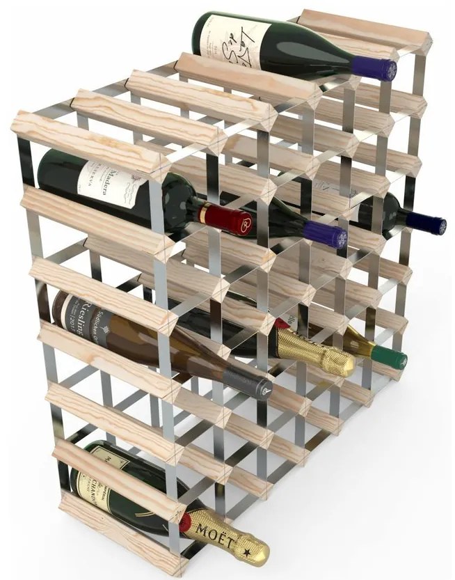 Raft de vin RTA pentru 42 de sticle, asamblat, pin/gri