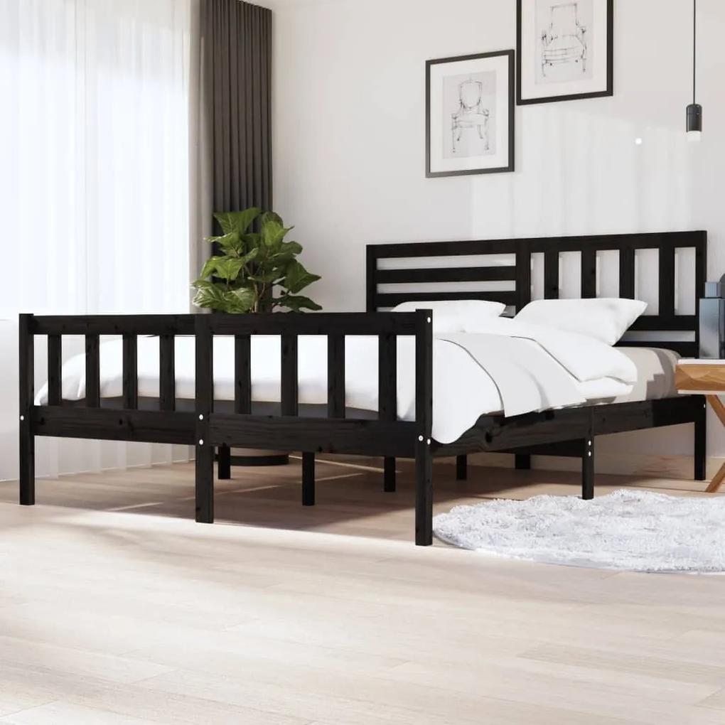 3101172 vidaXL Cadru de pat Super King, negru, 180x200 cm, lemn masiv