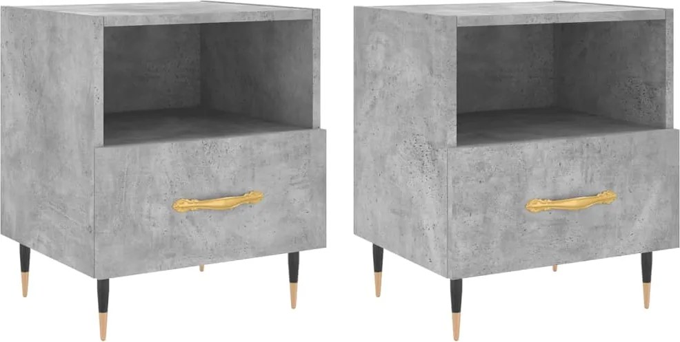 vidaXL Noptiere, 2 buc., gri beton, 40x35x47,5 cm, lemn compozit