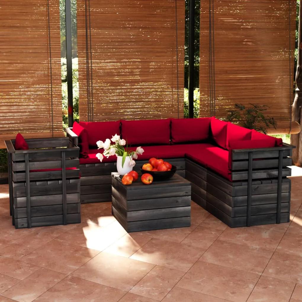 3061920 vidaXL Set mobilier grădină din paleți cu perne, 7 piese, lemn molid